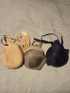 3 For 1 Calvin Klein Smooth T-Shirt Bras in Beige, Taupe & Navy